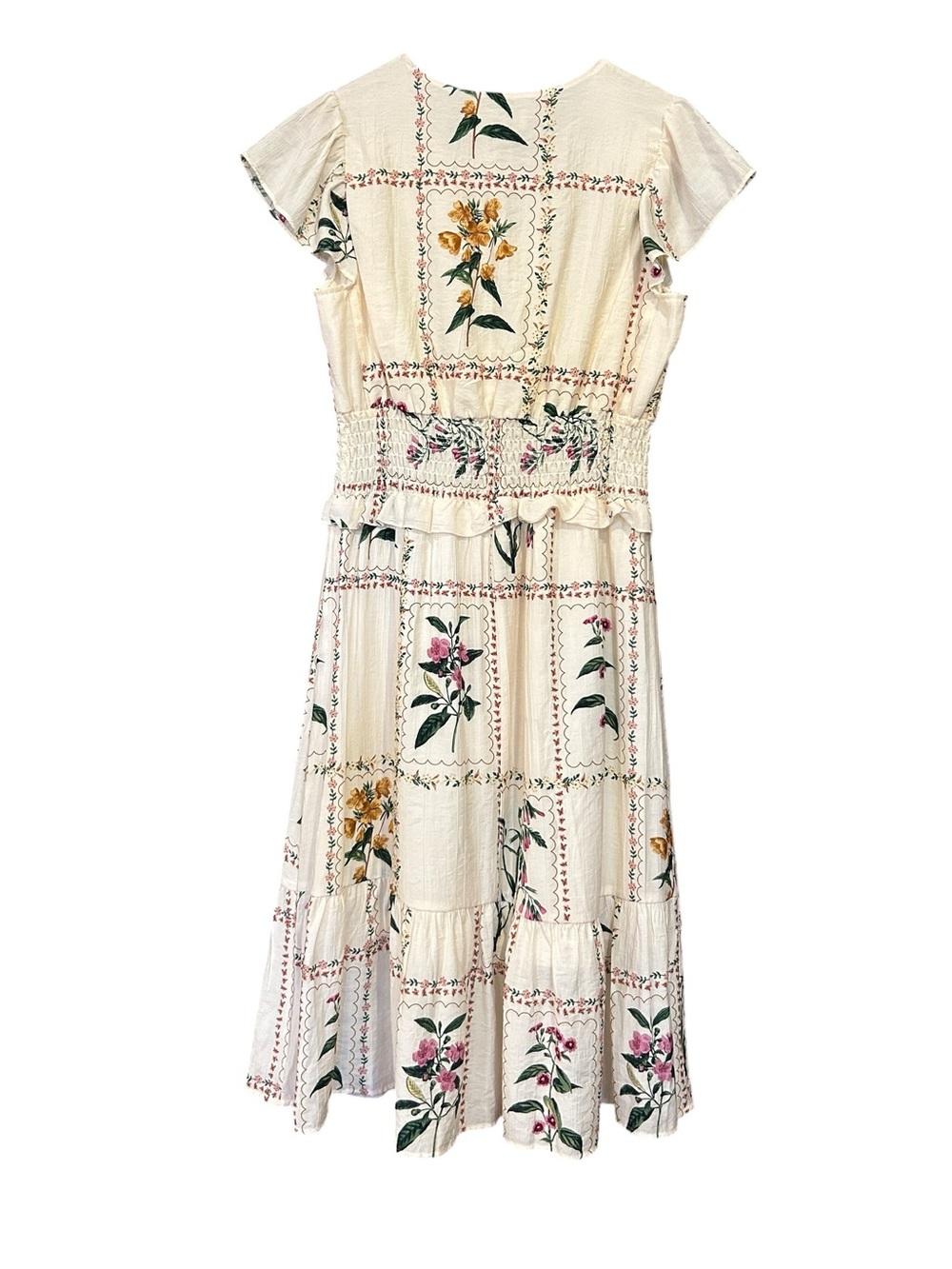 Stitch by Chenault Cream Floral Midi Dress Size Medium NWT - Picture 4 of 9